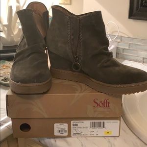 Olive fatigue suede bootie